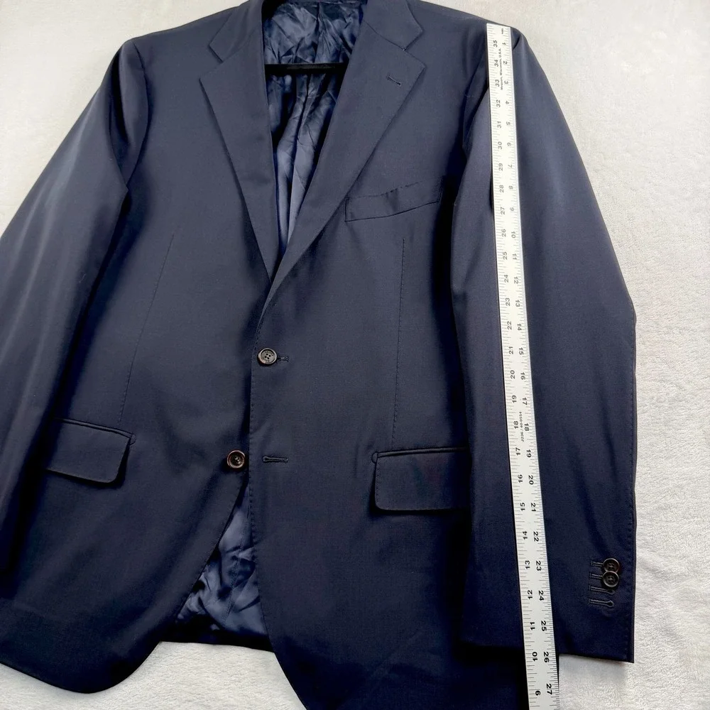 Proper Cloth Bespoke Blazer Mens 48L Sport Coat Jacket Wool Stretch Navy Blue